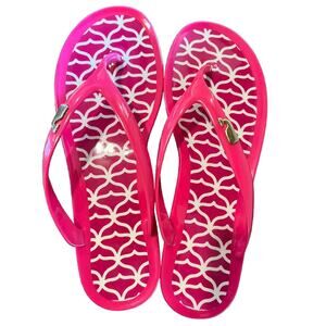 EUC Vineyard Vines women’s metal whale charm Jelly Flip Flops Thong Sandal USA 9